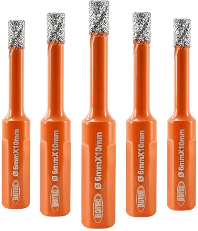 Diamantkernboor 6mm - 5-delige set - Vacuüm gelaste uitvoering - Geschikt voor keramiek en natuursteen - ShopVlot