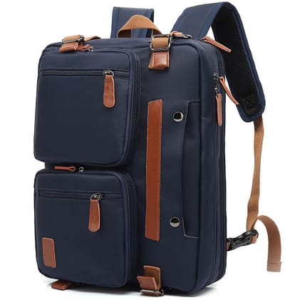 Somstyle Luxe 2-in-1 Laptoptas - Rugzak Geschikt voor 17.3 Inch Laptop - Schoudertas - Rugtas - Blauw / Bruin