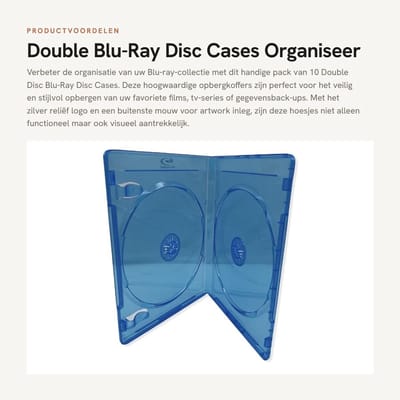 Dailygoods - Double Blu-Ray Disc Cases - Organiseer je films - Zilver reliëf logo - 11mm rug - Bescherming voor schijven - Geschikt voor Blu-ray films...