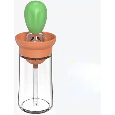 2 in 1 Silicone Druppelaar Maatbeker Olie Dispenser Fles Glas Olijfolie Dispenser Fles Met Silicone Kwastje Koken Keukengereedschap brown