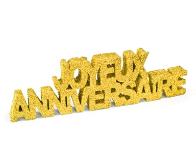 HOBI - Tafeldecoratie "Gefeliciteerd" goud glitter 12 x 3,8 x 0,8 cm sprankelend
