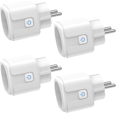 4 stuks WiFi Smart stopcontact, Smart wifi-stopcontact, 16 A 3680 W, Smart Plug compatibel met Alexa en Google Home, energiebewaking, app-afstandsbediening, spraakbesturing, timer