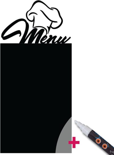 Schoolbordsticker - uitwisbare zelfklevende muurstickers - CHEF'S MENU + WITTE VLOEIBARE KRIJT - 115x55cm