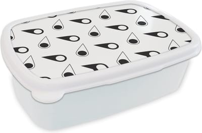 Broodtrommel Wit - Lunchbox - Brooddoos - Kompas - Patronen - Reizen - 18x12x6 cm - Volwassenen
