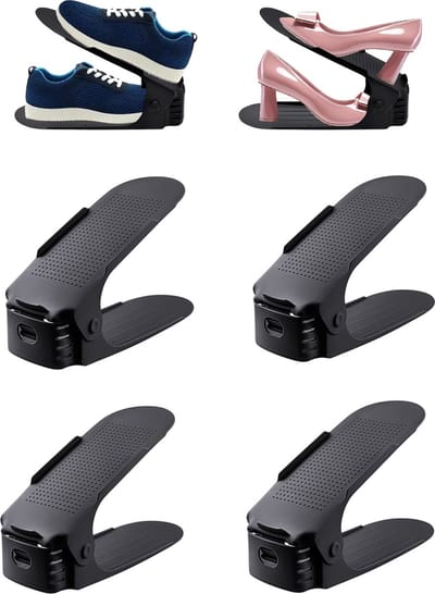 Schoenen Opbergsysteem - 4 Stuks -Schoenen Organizer -Opbergsysteem - Verstelbaar - Schoenenrek Schoenenkast - Zwart
