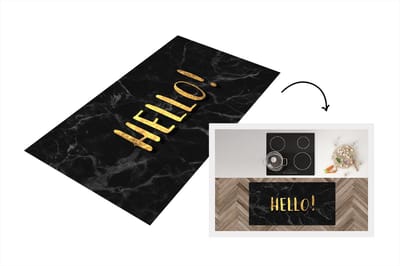 Keukenloper - Loper keuken - Quote - Hallo - Goud - Marmer - 120x60 cm - Keukenloper vinyl