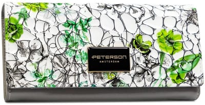 Peterson - Serie PTN - Dames Leren Portemonnee - Kwiatowy Motief - RFID Bescherming - Geschenkdoos