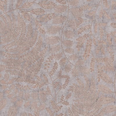 Natuur behang Profhome 388303-GU vliesbehang glad met bloemmotief glanzend beige roze goud 5,33 m2