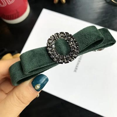 Koreaanse Eenvoudige Stof Fluwelen Strikje Cirkels Strass Haarspeldjes Haarspeldjes Pins Voor Vrouwen Mode Hoofddeksels Haaraccessoires 1pcs