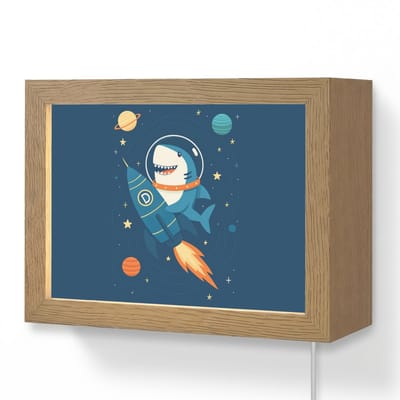 Wandlamp 20x15 cm - Oplaadbaar - Raket - Haai - Ruimte - Wandlampen binnen woonkamer - Slaapkamer lamp met kabel - Decoratieve nachtlamp - Vloerlamp snoer