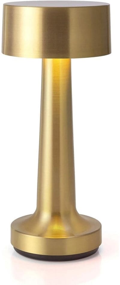 EXCITAT LED-tafellamp - Metalen tafellamp - Bedlamp - Draagbaar - 3 helderheidsniveaus - Touchbediening - Oplaadbaar - Voor nachtkastje, slaapkamer, woonkamer - Goud