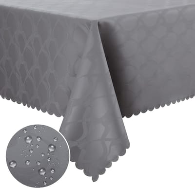 Tafelkleed, Wasbaar, Lotuseffect, Hoge Kwaliteit (350 g/m²), Vierkant, 100 x 140 cm, Tafelkleed, Ornamenten, Waterafstotend, Tafellinnen, Vlekbescherming, Gemakkelijk in onderhoud, Grijs.