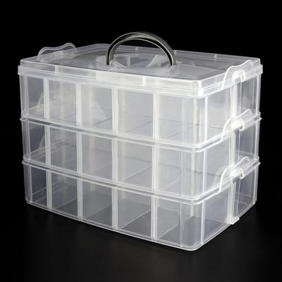 SnelShoppen - Stapelbare Opbergbox met Vakken, Transparante Sorteerbox, 3 Lagen Kunststof Organizer voor Bouwstenen, Speelgoed, Sieraden, Knutselspull