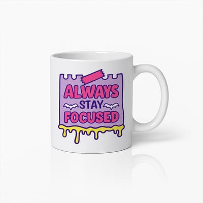 Motiverende Mok 330ml – “Always Stay Focused” Schattige Roze Inspirerende Koffiemok, Perfect Cadeau voor Studenten en Kantoorwerkers