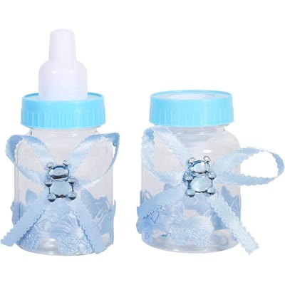50 Stuks Snoep Chocolade Flesjes Doos Voor Babyshower Feestbedankjes Cadeaus Decoraties (Blauw) Blue white