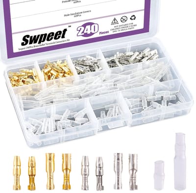 SnelShoppen - 240pcs Bullet Connectors Kit - 3.9mm Messing Bullet Male & Female Draadconnectoren met Isolatiehoes voor Motorfiets, Scooter, Auto, Vrac