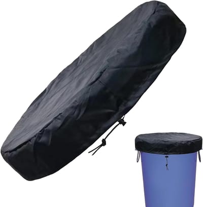 Vat Deksel - Emmerhoes Deksel - Buiten Opslag - Instelbaar Spankoord - 200 Liter - Zwart