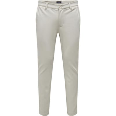 Only & Sons beige heren broek   Slim Fit   Steekzakken   Knoop- en ritssluiting   Regular waist Beige 29/32