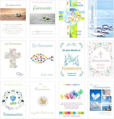 Set van 12 Premium Communiekaarten met Envelop Dubbele Kaart