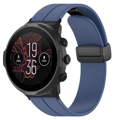 Allecto - Vervangende Horlogeband - Silicone Sportband - Blauw - Sportaccessoire - Geschikt voor Suunto 7 9 D5i - Vervangbare band - Voor actieve