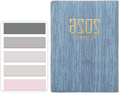 Mini Pocket Diary 2026 met PU Textuur, 128 Pagina's Dagelijkse Planner, A7 Agenda met Morandi Sticky Tabs en Handzaam Formaat voor Efficiënte Planning