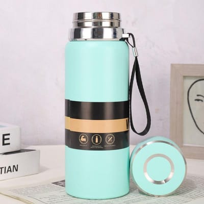 Mok met grote capaciteit 316 roestvrijstalen mok Outdoor draagbare wandelpot met theekop 600ml groen