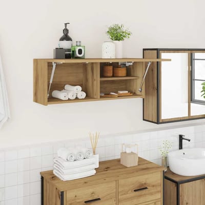 vidaXL - Badkamerwandkast - 80x25x30 - cm - bewerkt - hout - artisanaal - eikenkleur