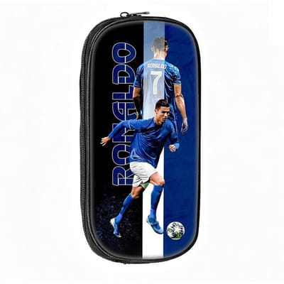 Voetbalster Pennenbakje Ronaldo Patroon Leer Potlooddoosje Beste Cadeau Make-uptas Student Reis Voetbal Sport Potloodtasje