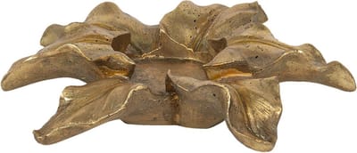 Clayre & Eef Theelichthouder Bloem Ø 22x6 cm Goudkleurig Kunststof Waxinelichthouder