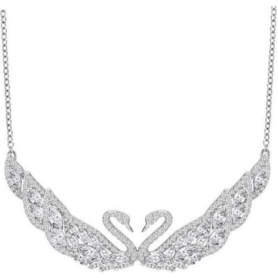 Swarovski Zwaan Kristal Dubbele Zwaan Ketting Dames ketting Zilver 5201962 Box (Random Color),F,Silver white
