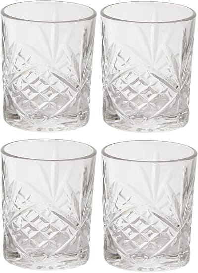 Cook Concept Cocktail Drinkglazen - Luxe relief - transparant - glas - set 4x stuks - 300 ml