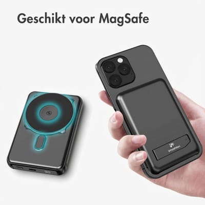imoshion® Powerbank 10000 mAh met geïntegreerde kabels - Geschikt voor MagSafe - Snellader - USB C - LED-Display - Magnetische Powerbanks - Noodpakket