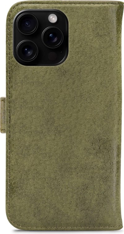 My Style Telefoonhoesje geschikt voor Apple iPhone 16 Pro Hoesje | My Style Flex Wallet Bookcase Portemonnee | Pasjeshouder voor 3 Pasjes | Telefoonhoesje voor Pinpas / OV Kaart / Rijbewijs - Olijfgroen