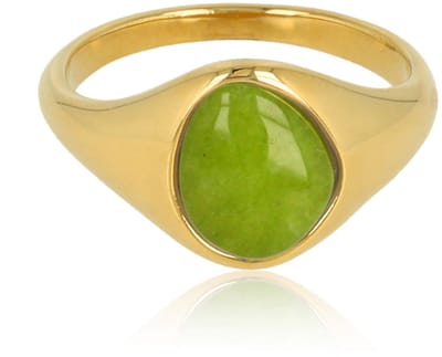 My Bendel - Goudkleurige Ring met Organische Vorm - Peridot - met Luxe Cadeauverpakking | Sieraden Voor Dames | Maat 17.00 Mm / Maat 53