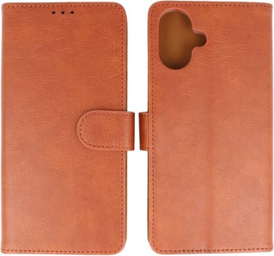 Zakelijke Book Case Telefoonhoesje - Portemonnee Hoesje - Geschikt voor de iPhone 16 - Bruin