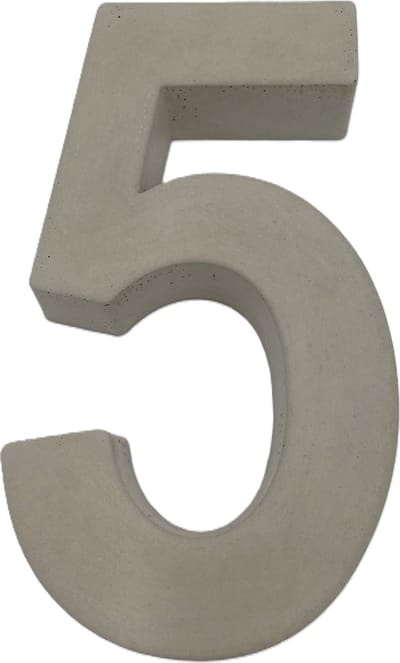 Betonnen huisnummer 5 hoogte 30 cm