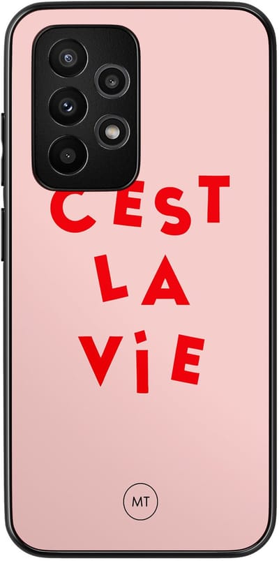 Hoesje geschikt voor Samsung Galaxy A52 5G - C'est la vie - TPU Hard Case Backcover - Roze - Mooie Telefoonhoesjes