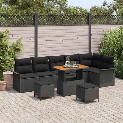 vidaXL - Tuinbank - Set - 9 - st - 8-Aantal - zitplaatsen - Zwart