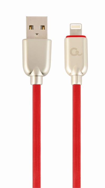 Premium 8-pin laad- & datakabel 'rubber' 2 meter rood