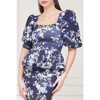 GUESS Marciano By  Alexis Top Printed Petal Pose Indigo Maat: XS | Blouses Outlet | Dames | Blauw