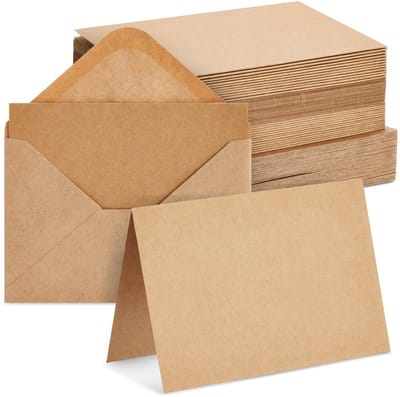 Wenskaarten Set 48 Stuks - Blanco Wenskaarten - Kraftpapier - Enveloppen - Doe-het-zelf - 10,2 x 15,2 cm - Notitiekaarten