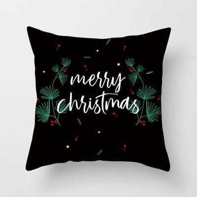 Without Lemon - Kerst Kussenhoes - Zwart met wit "Merry Christmas" Mistletoe - Kerst kussen - Kerstdagen - Feestdagen - Kerst - Decoratie - Woondecoratie - Kussenslopen - December - Cadeau