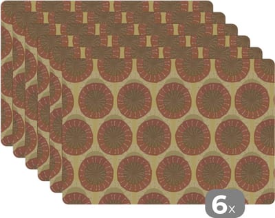 Placemat - Placemats kunststof - Zonnebloemen - Patroon - Zuid-Amerika - 45x30 cm - 6 stuks - Hittebestendig - Anti-Slip - Onderlegger - Afneembaar