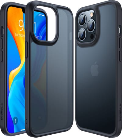 Torras geschikt voor iPhone 13 Pro Max Semi Transparant Shockproof hoesje - Black