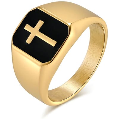 Europese en Amerikaanse Roestvrijstalen Kruis Olie Druppel Ring Ring Heren Titanium Staal 8# black