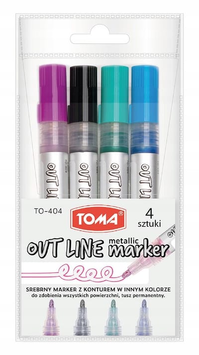 Toma Outline Metallic Contour Markers Set - 4 kleuren