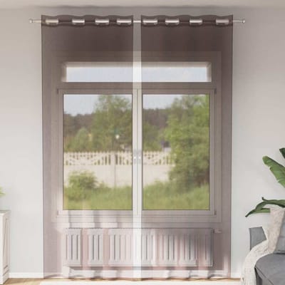 vidaXL - Gordijnen - voile - met - doorvoertules - 2 - st - 140x260 - cm - bruin