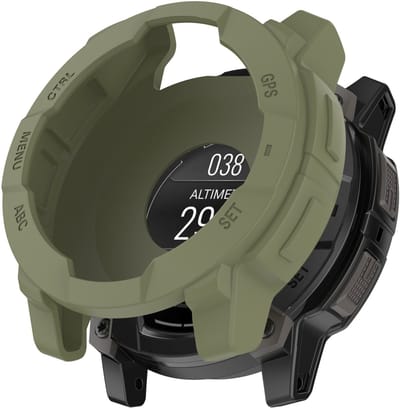 Stravo TPU Beschermhoesje geschikt voor Garmin Instinct 3 (45mm) – Rugged Bescherm Case – Flexibele TPU Bumper – Groen