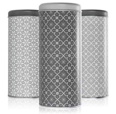 3x Koffieblik met Deksel – Metalen Voorraadbus voor Koffie, Thee & Koekjes – Vintage Design – Bewaarblik Set – 3-delig