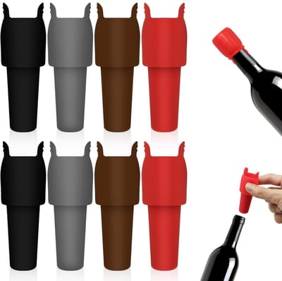 Allecto - Siliconen Wijnfles Stopper Set - 8 Stuks - Vaatwasserbestendig - Veelkleurig - Wijnaccessoires - Perfecte afsluiting voor wijnflessen -